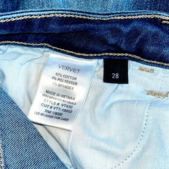 VERVET High Rise Distressed Hem Crop Dark Wash skinny Denim Jeans sz 28 - Picture 4 of 8